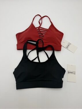 The Barbell Cartel Sports Bra Lot 2 NWT XS & Small Strappy Black Red